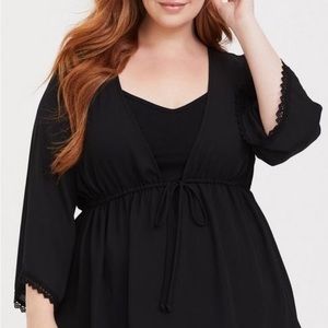 Black Tie Chiffon Babydoll Torrid Size 2 Blouse